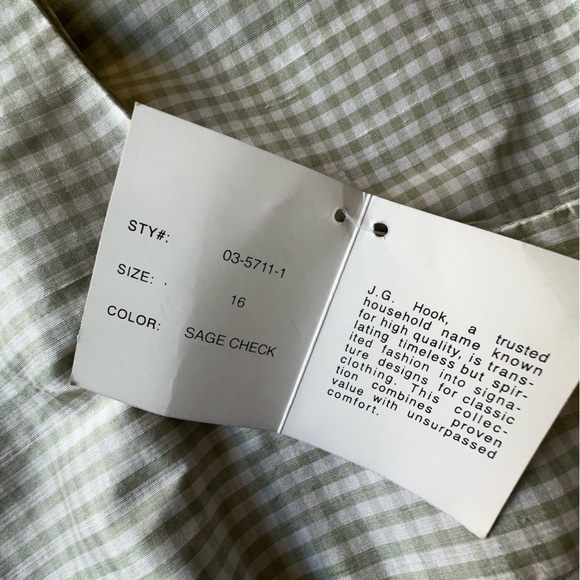 NWT | JG HOOK PURE SILK SAGE GREEN GINGHAM CHECK DRESS FULLY LINED | SIZE: 16 - Picture 8 of 8